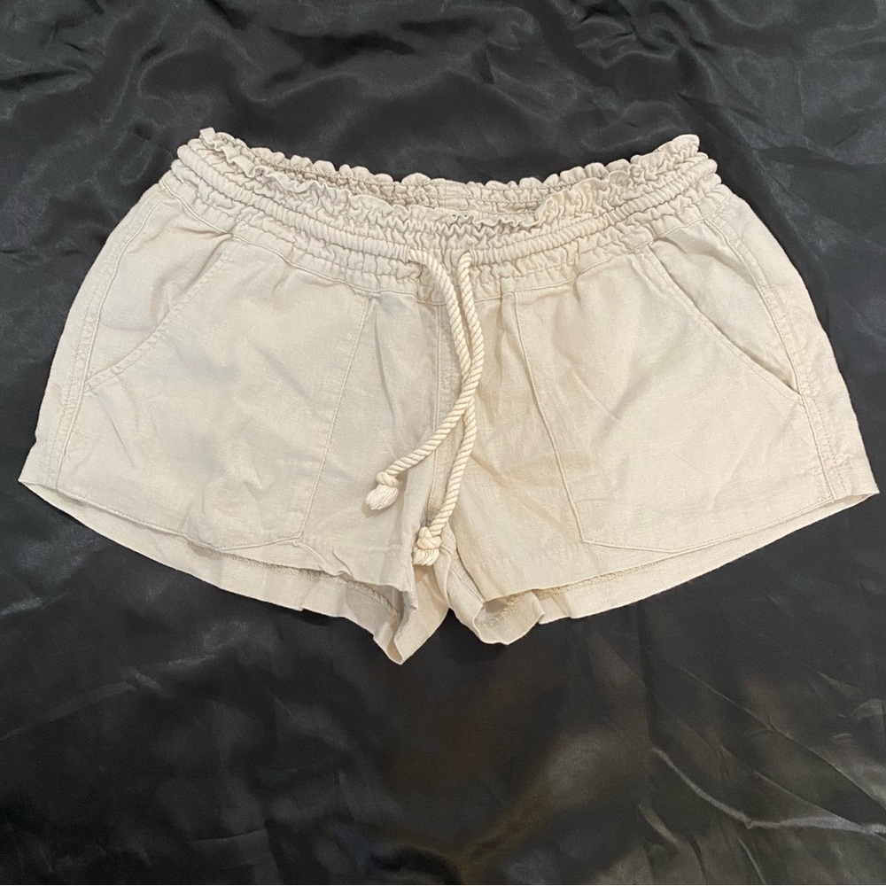 Roxy Cream Drawstring Casual Shorts